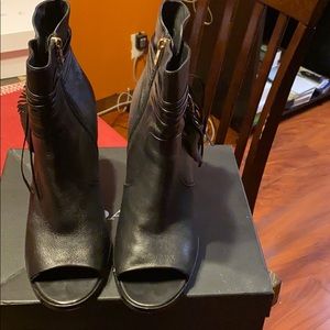 Coach peep tie ankle boots